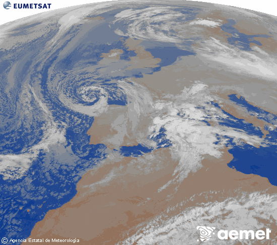 Imagen de la zona de Europa y Norte de �frica del canal infrarrojo del sat�lite Meteosat operacional en 0�N 0�W, procesada para darle color.&nbsp;ostirala, 2025ko abenduak 26, ordua: 03:00