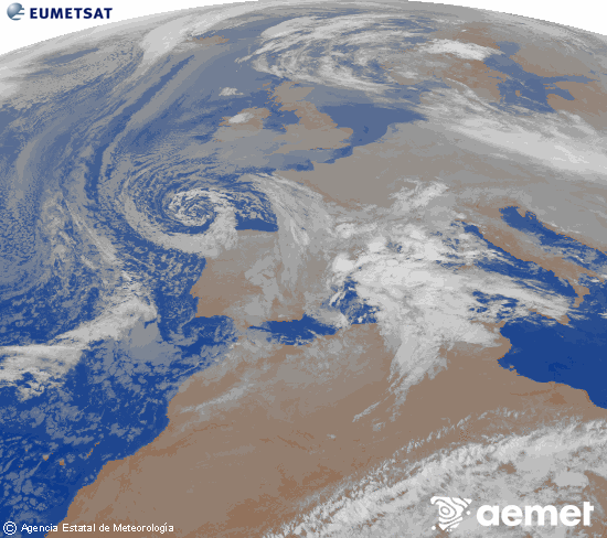 Imagen de la zona de Europa y Norte de �frica del canal infrarrojo del sat�lite Meteosat operacional en 0�N 0�W, procesada para darle color.&nbsp;ostirala, 2025ko abenduak 26, ordua: 04:00