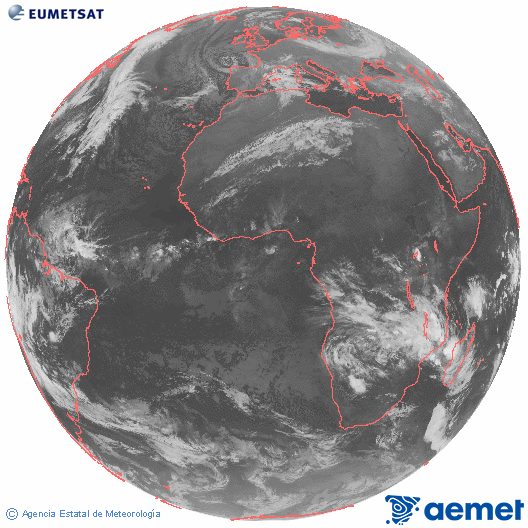 Imaxe global da canle infravermella (10.8 &mu;m) do sat�lite  Meteosat, pertencente � serie MSX (Meteosat Segunda Xeraci�n) e situado en 0�N 0�E.&nbsp;venres, 26 decembro  2025 04:00