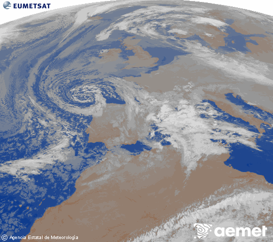 Imagen de la zona de Europa y Norte de �frica del canal infrarrojo del sat�lite Meteosat operacional en 0�N 0�W, procesada para darle color.&nbsp;ostirala, 2025ko abenduak 26, ordua: 06:00