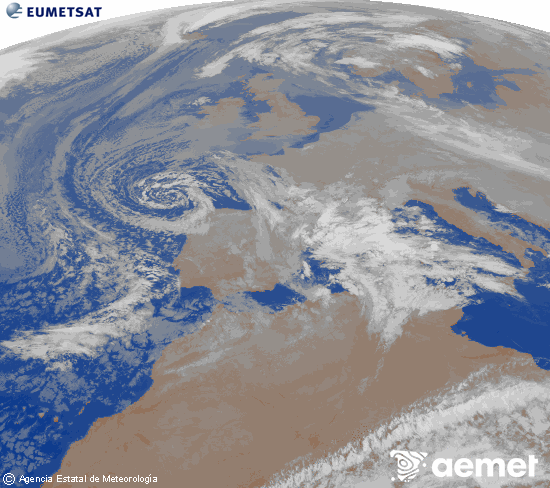Imagen de la zona de Europa y Norte de �frica del canal infrarrojo del sat�lite Meteosat operacional en 0�N 0�W, procesada para darle color.&nbsp;ostirala, 2025ko abenduak 26, ordua: 07:00