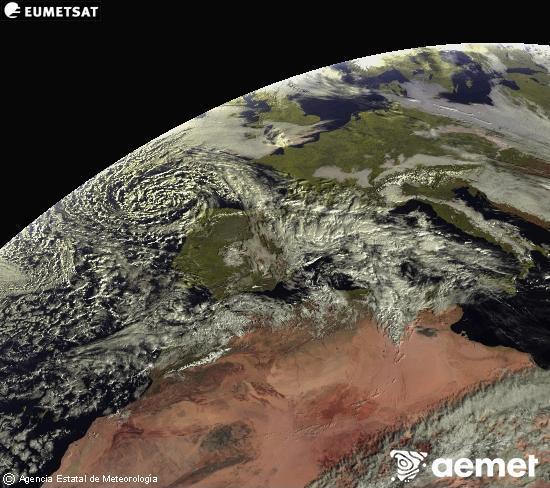 Esta imagen se genera utilizando informaci�n de los canales visibles del sat�lite METEOSAT perteneciente a la segunda generaci�n de sat�lites Meteosat (MSG). Por ese motivo, s�lo hay informaci�n en la zona iluminada por el sol. Adem�s, los canales han sido normalizados para que el brillo no dependa de la posici�n del sol.&nbsp;ostirala, 2025ko abenduak 26, ordua: 10:00