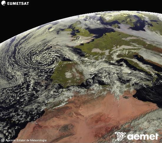Esta imagen se genera utilizando informaci�n de los canales visibles del sat�lite METEOSAT perteneciente a la segunda generaci�n de sat�lites Meteosat (MSG). Por ese motivo, s�lo hay informaci�n en la zona iluminada por el sol. Adem�s, los canales han sido normalizados para que el brillo no dependa de la posici�n del sol.&nbsp;ostirala, 2025ko abenduak 26, ordua: 11:00