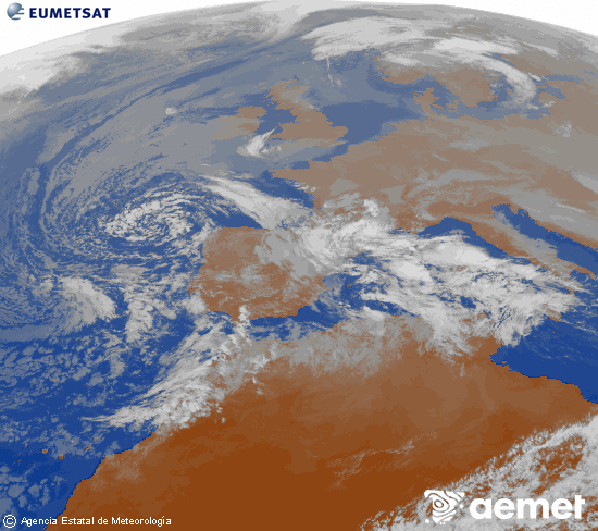 Imagen de la zona de Europa y Norte de �frica del canal infrarrojo del sat�lite Meteosat operacional en 0�N 0�W, procesada para darle color.&nbsp;ostirala, 2025ko abenduak 26, ordua: 14:00