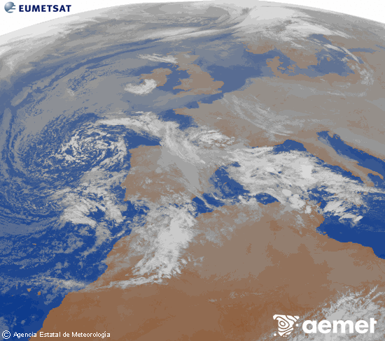 Imagen de la zona de Europa y Norte de �frica del canal infrarrojo del sat�lite Meteosat operacional en 0�N 0�W, procesada para darle color.&nbsp;ostirala, 2025ko abenduak 26, ordua: 19:00