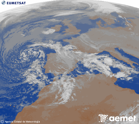 Imagen de la zona de Europa y Norte de �frica del canal infrarrojo del sat�lite Meteosat operacional en 0�N 0�W, procesada para darle color.&nbsp;ostirala, 2025ko abenduak 26, ordua: 21:00