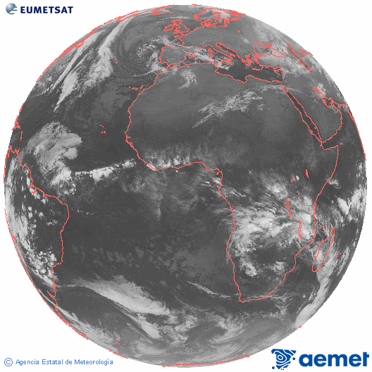 Imatge global del canal infraroig (10.8  &mu;m) del sat�l�lit Meteosat, pertanyent a la s�rie MSG (Meteosat Segona Generaci�) i situat en 0�N 0�E.&nbsp;dissabte, 27 de desembre  2025 01:00