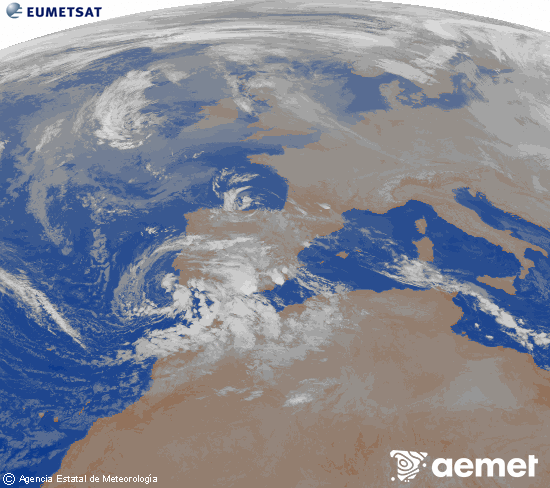 Imagen de la zona de Europa y Norte de �frica del canal infrarrojo del sat�lite Meteosat operacional en 0�N 0�W, procesada para darle color.&nbsp;domingo, 28 diciembre 2025 a las 06:00