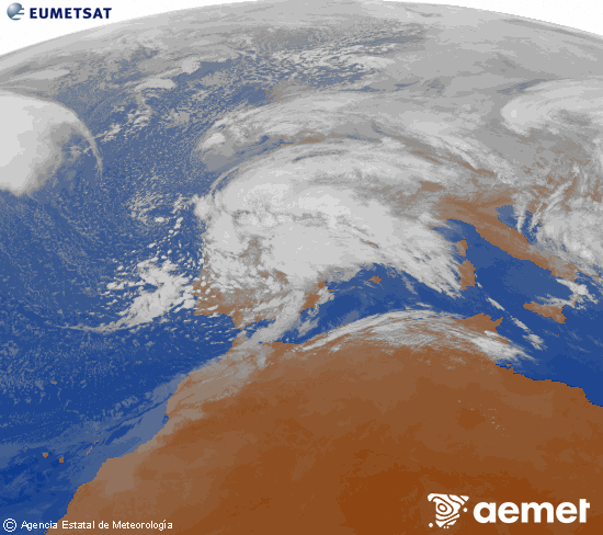 Imagen de la zona de Europa y Norte de �frica del canal infrarrojo del sat�lite Meteosat operacional en 0�N 0�W, procesada para darle color.&nbsp;viernes, 13 febrero 2026 a las 10:00