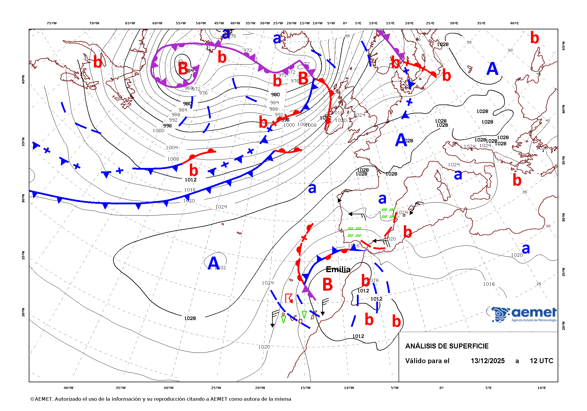 Imagenes del mapa de frentes samedi, 13 dcembre  2025 13:00