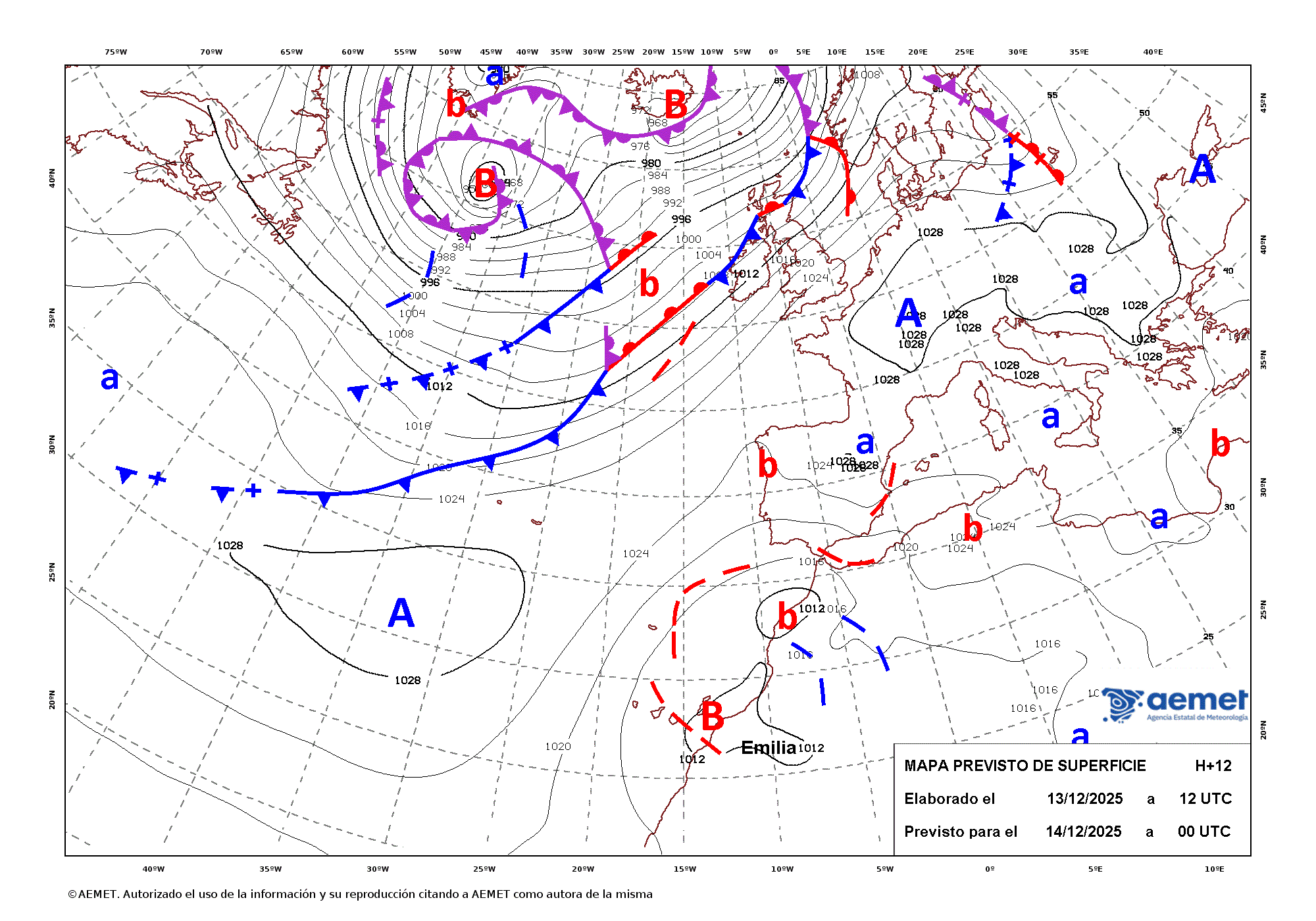 Imagenes del mapa de frentes dimanche, 14 dcembre  2025 01:00