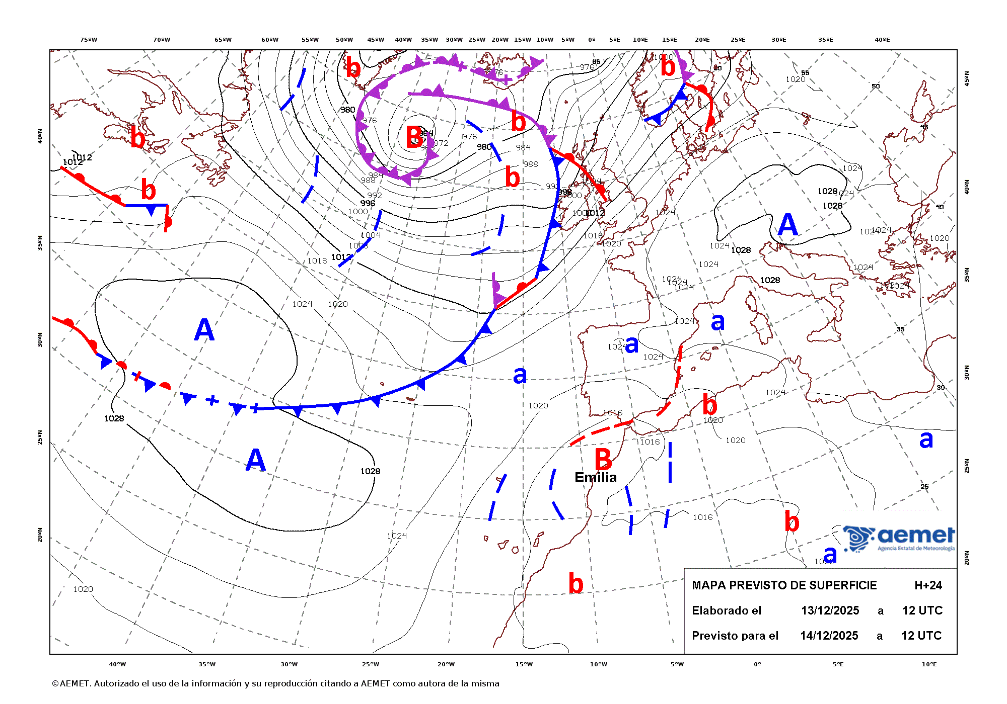 Imagenes del mapa de frentes dimanche, 14 dcembre  2025 13:00