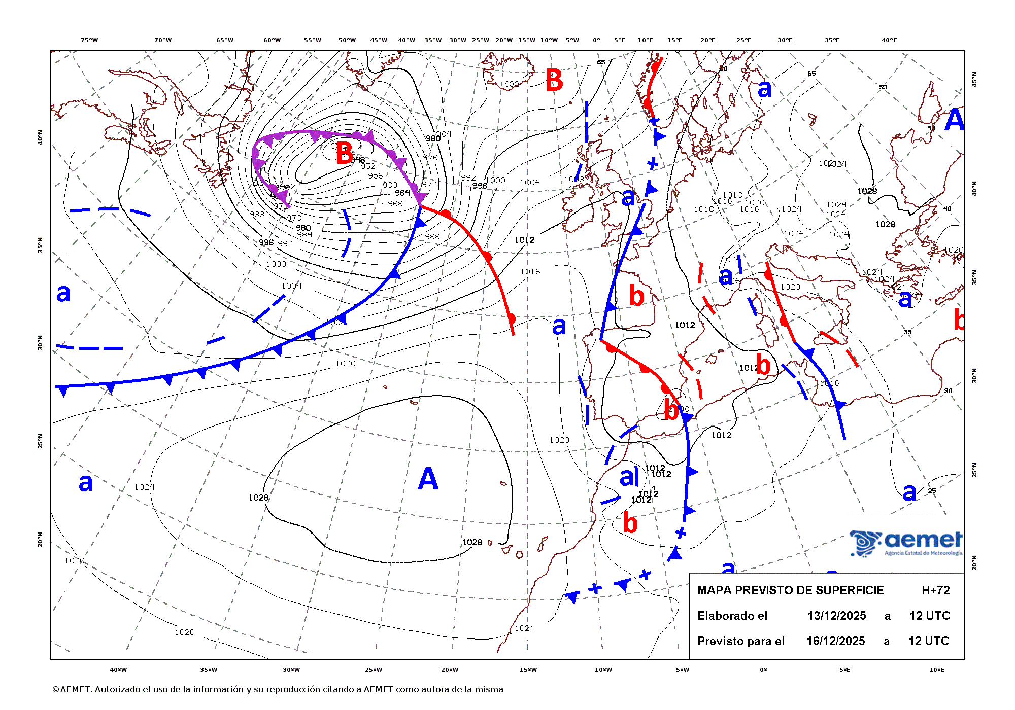 Imagenes del mapa de frentes martes, 16 decembro  2025 13:00