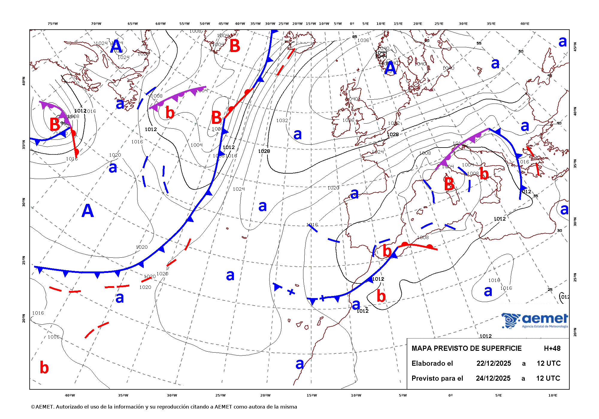 Imagenes del mapa de frentes&nbsp;dimecres, 24 de desembre  2025 13:00