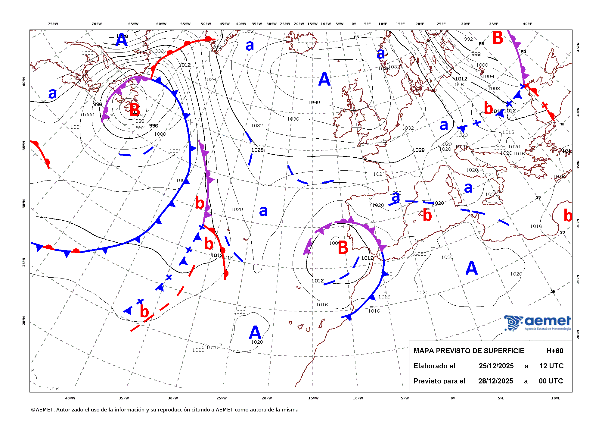 Imagenes del mapa de frentes&nbsp;diumenge, 28 de desembre  2025 01:00