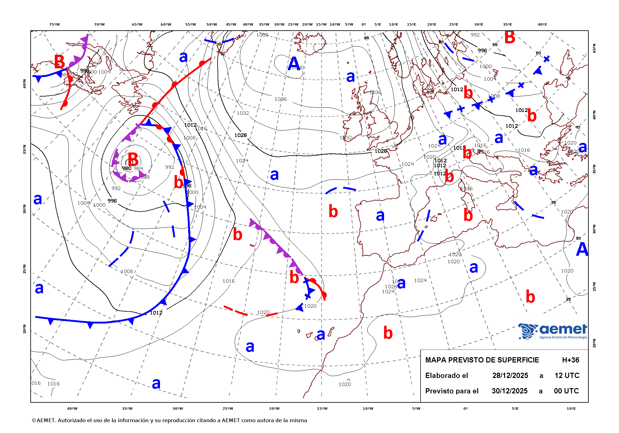 Imagenes del mapa con frentes&nbsp;martes, 30 diciembre 2025 a las 01:00