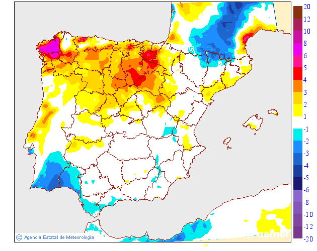Variacin de las temperaturas mximas respecto al da anterior