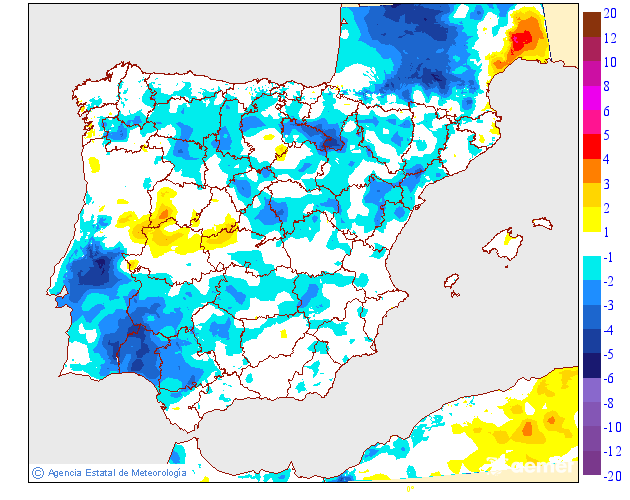 Variacin de las temperaturas mnimas respecto al da anterior