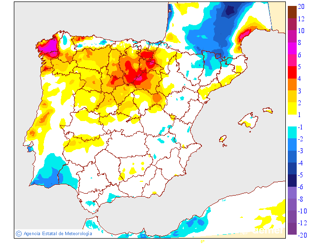 Variacin de las temperaturas mximas respecto al da anterior
