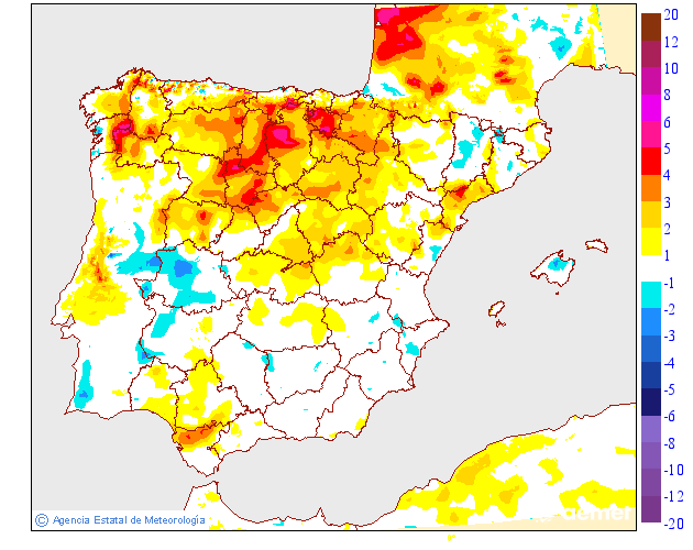 Variacin de las temperaturas mnimas respecto al da anterior