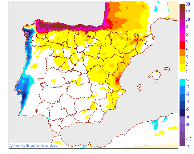 Variacin de las temperaturas mximas respecto al da anterior
