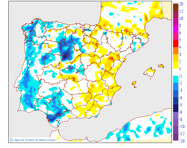 Variacin de las temperaturas mnimas respecto al da anterior