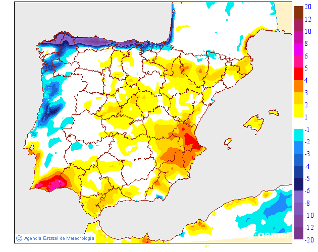 Variacin de las temperaturas mximas respecto al da anterior