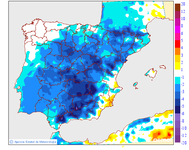 Variacin das temperaturas mnimas respecto ao da anterior