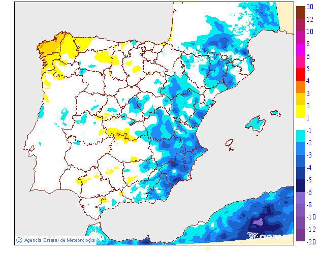Variacin das temperaturas mnimas respecto ao da anterior