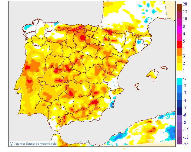 Variacin das temperaturas mnimas respecto ao da anterior