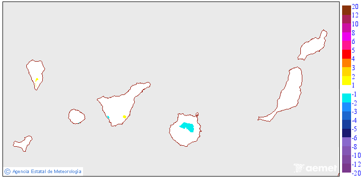 Variaci de les temperatures mnimes respecte al dia anterior