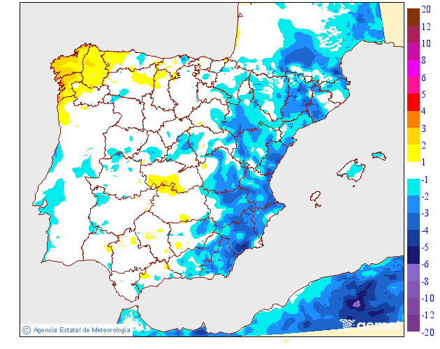 Variaci de les temperatures mnimes respecte al dia anterior