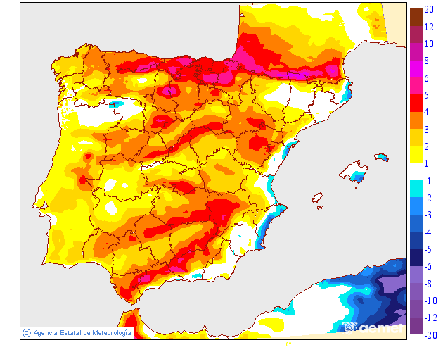 Variaci de les temperatures mximes respecte al dia anterior