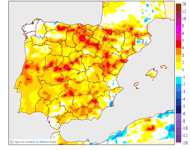 Variaci de les temperatures mnimes respecte al dia anterior