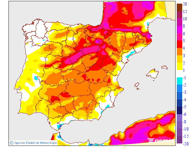 Variaci de les temperatures mximes respecte al dia anterior