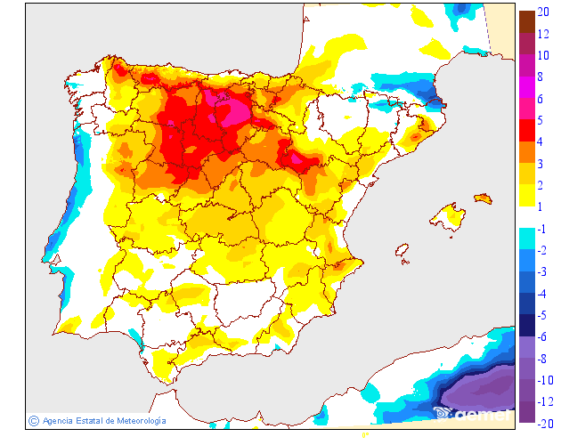 Variation des tempratures maximales par rapport au jour prcdent