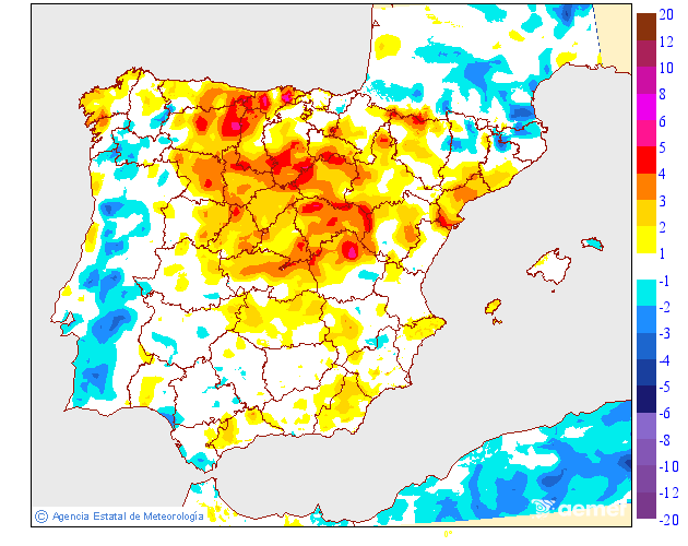 Variation des tempratures minimales par rapport au jour prcdent