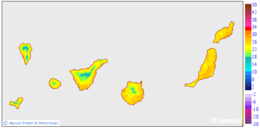 Maximum temperatures for today in the Canary Islands