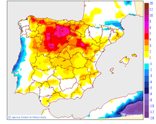 Maximum temperatures variation regarding the day before