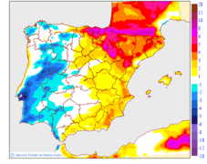 Maximum temperatures variation regarding the day before