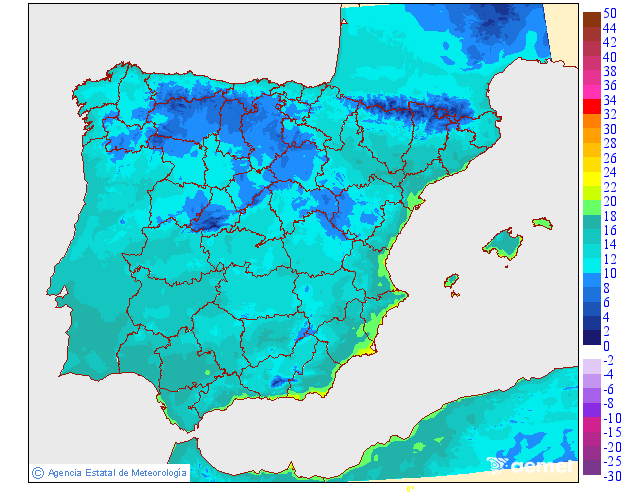 Minimum temperatures for tomorrow in the Peninsula and Balearic Islands