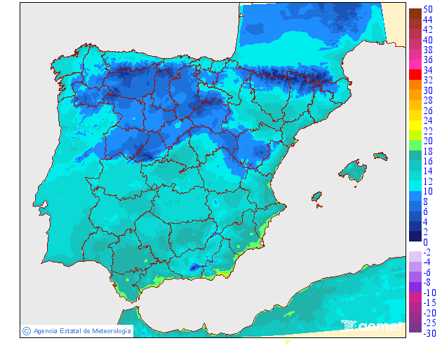 Minimum temperatures for the day after tomorrow in the Canary Islands