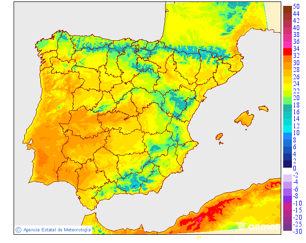 Maximum temperatures for the day after tomorrow in the Canary Islands
