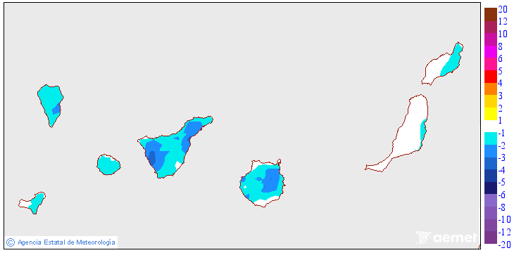 Maximum temperatures variation regarding the day before