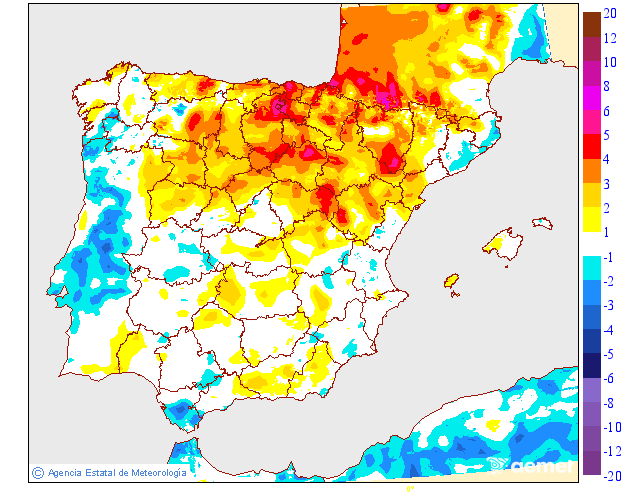 Variaci de les temperatures mnimes respecte al dia anterior