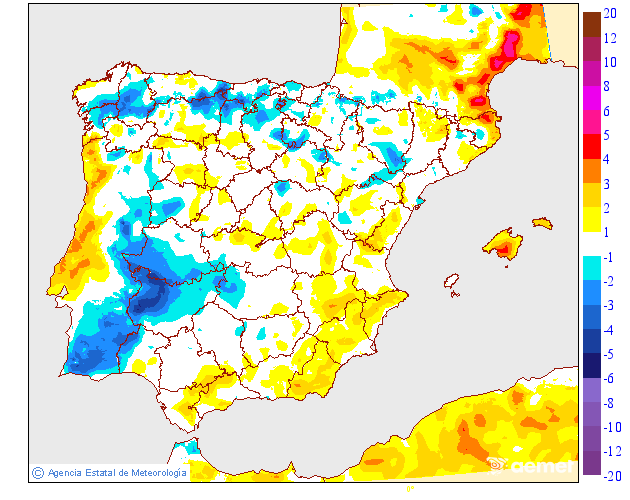 Variaci de les temperatures mnimes respecte al dia anterior