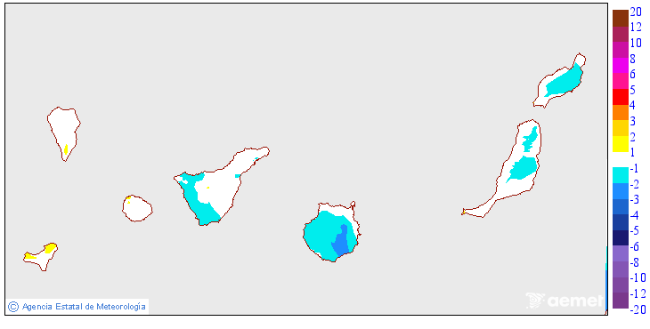 Variacin de las temperaturas mnimas respecto al da anterior