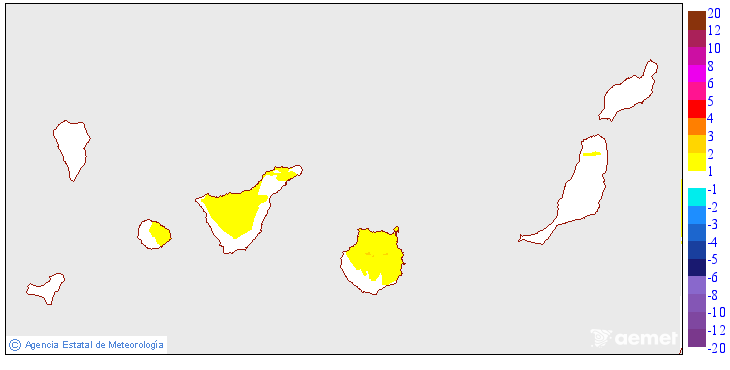 Variacin de las temperaturas mnimas respecto al da anterior