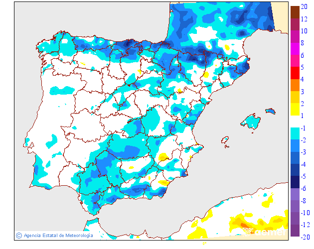 Variacin de las temperaturas mnimas respecto al da anterior