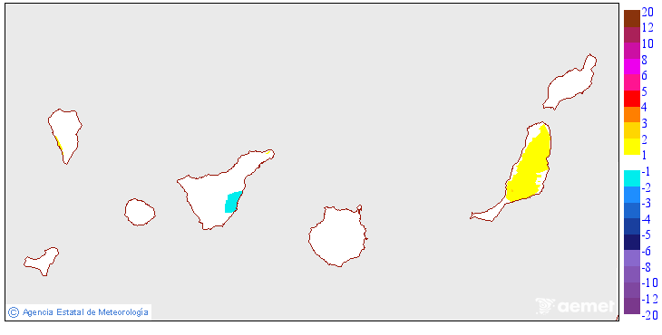 Variation des tempratures minimales par rapport au jour prcdent